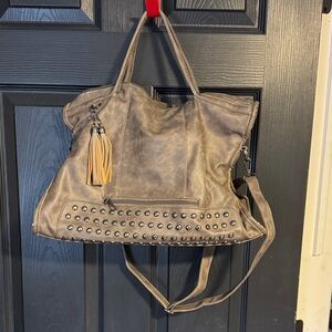 Studded Gray Tote Bag